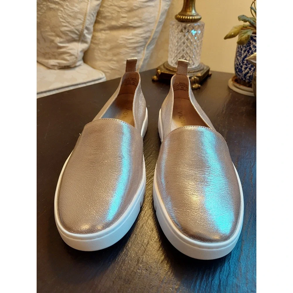 Vionic Wmns Uptown Aline Leather Slip-on Comfort Loafer Champagne 7.5W $145 NEW!